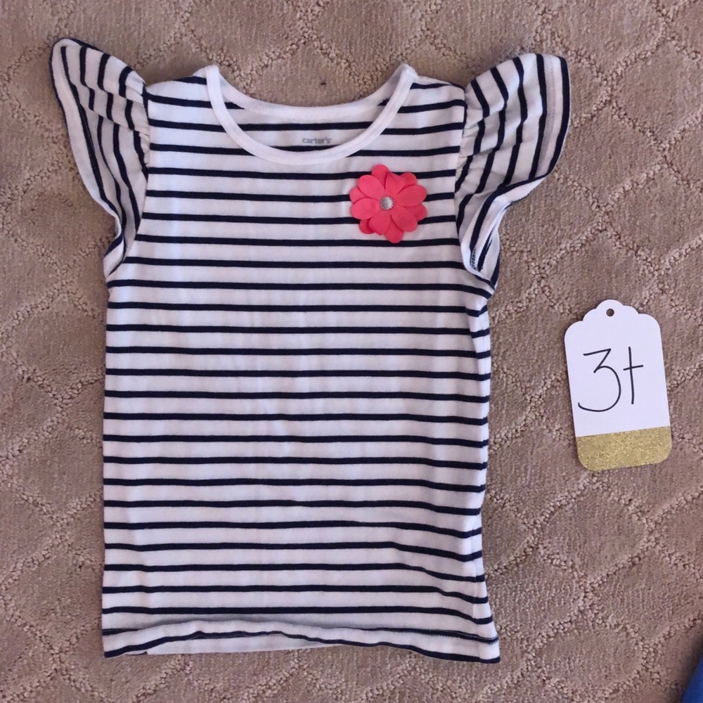 3t White with navy stripe